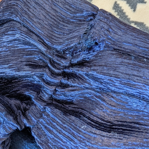 Topshop Premium Textured Jacquard Midi Dress Navy Blue Tiered Size 4 - Picture 10 of 11